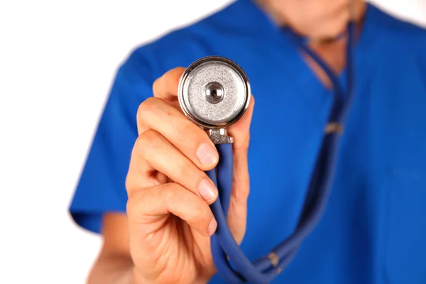 Doctor with stethoscope isolated on white background — Stock Photo, Image