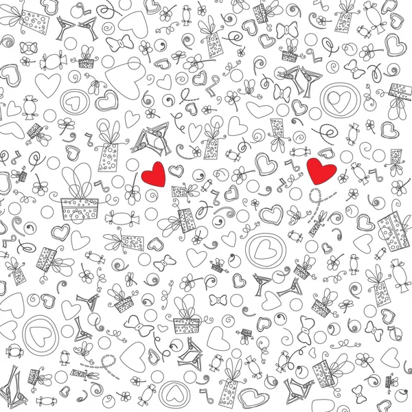 Amor Día de San Valentín doodle iconos vector ilustración — Vector de stock