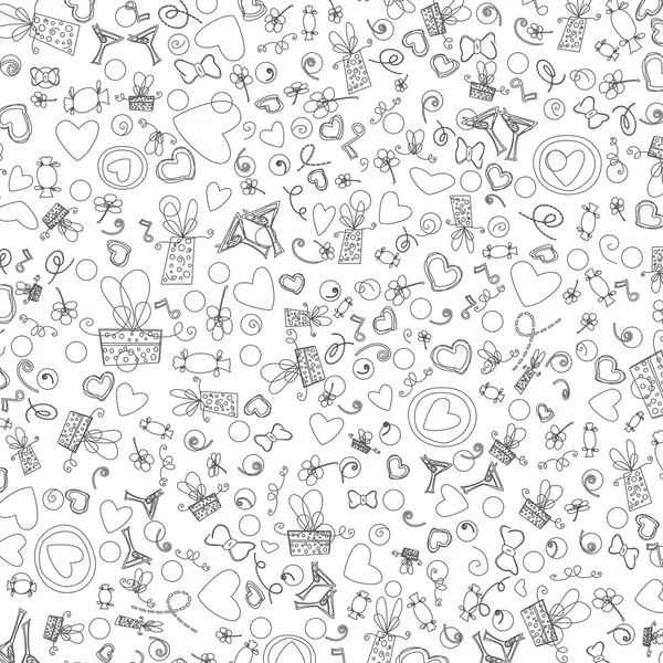 Sevgililer günü doodle simgeler illüstrasyon vektör seviyorum