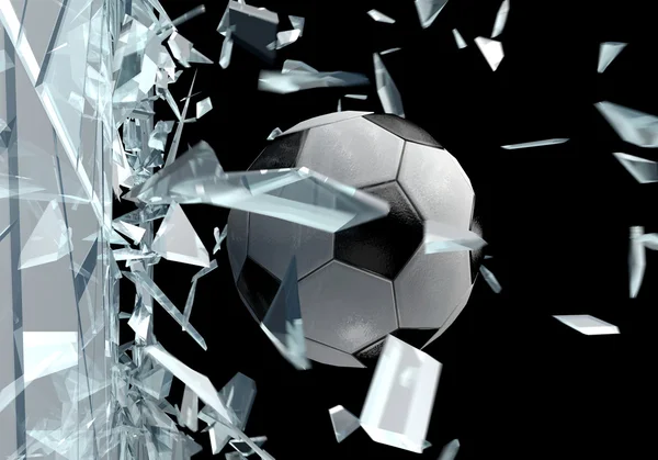 Rozbité sklo 3d fotbalový míč 2 — Stock fotografie