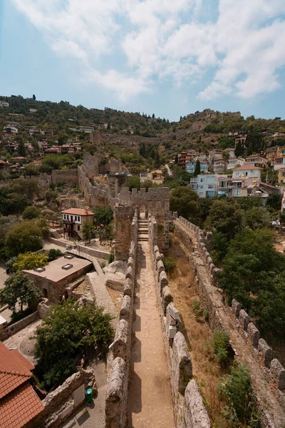 View of ancient touristic wall Turkey, Alanya — Stock Photo, Image