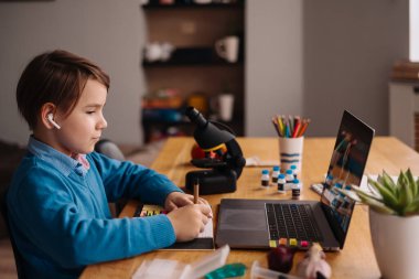 Bilgisayarı, öğretmeni ve çocuğu kullanarak çevrimiçi öğrenme
