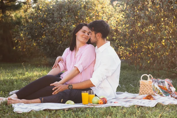 ピクニックに妊娠中のカップル — ストック写真