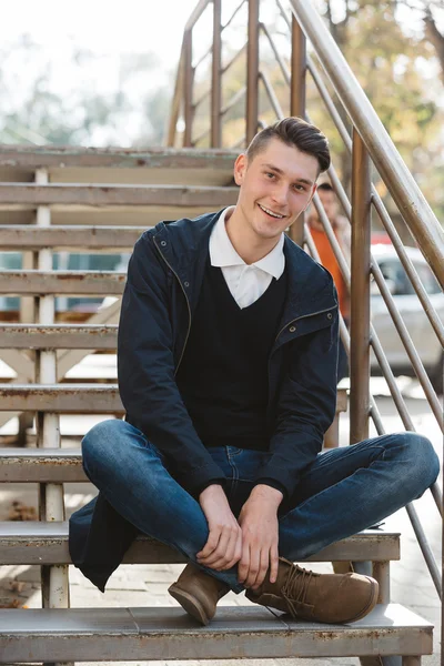 Fashionable handsome man model posing — Stock Photo, Image