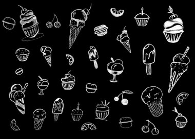 Kara tahta üzerinde tatlı hamur işleri