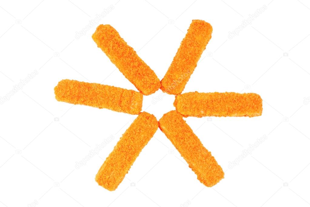 fish sticks on a white background 