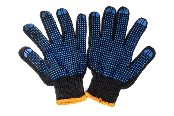 Pracovní rukavice černé barvy izolovaných na bílém pozadí — Stock fotografie