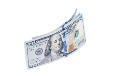 Yeni yüz dolarlık banknot izole beyaz arka plan üzerinde