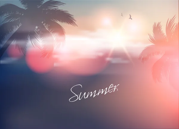 Playa puesta de sol-Fondo de verano — Vector de stock