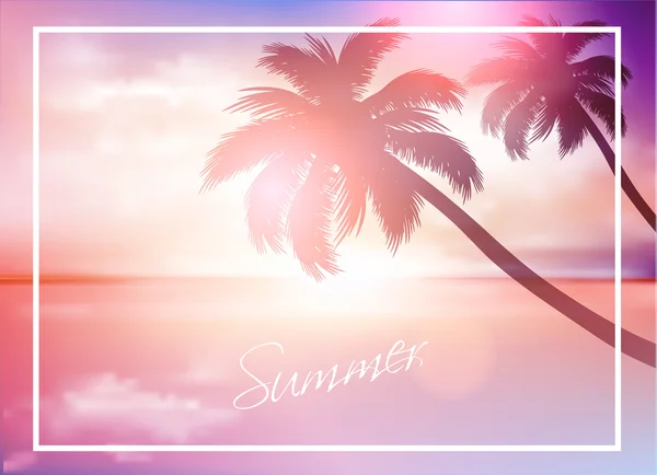 Plage coucher de soleil-Fond d'été — Image vectorielle