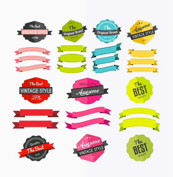 Set of colorful retro labels — Stock Vector