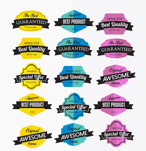 Ensemble d'étiquettes rétro colorées — Image vectorielle