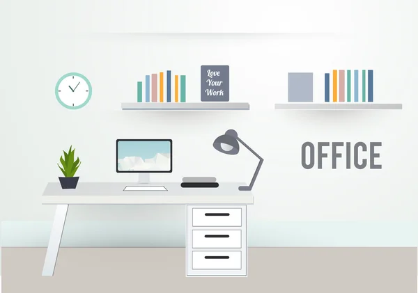 Oficina lugar de trabajo-Estilo plano — Vector de stock