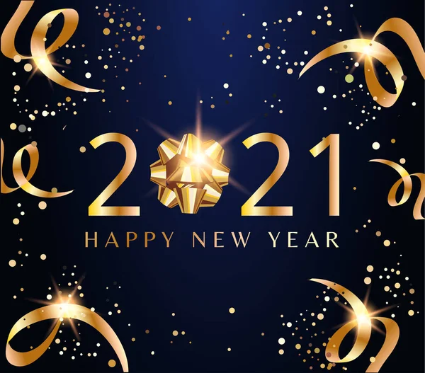 Καλή Χρονιά 2021 Εορταστική Και Κομψή Vector Banner Χρυσά Γράμματα — Διανυσματικό Αρχείο