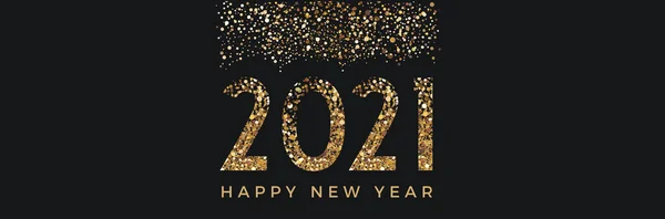 Happy New Year 2021 Festive Elegant Vector Banner Gold Letters — Stock Vector