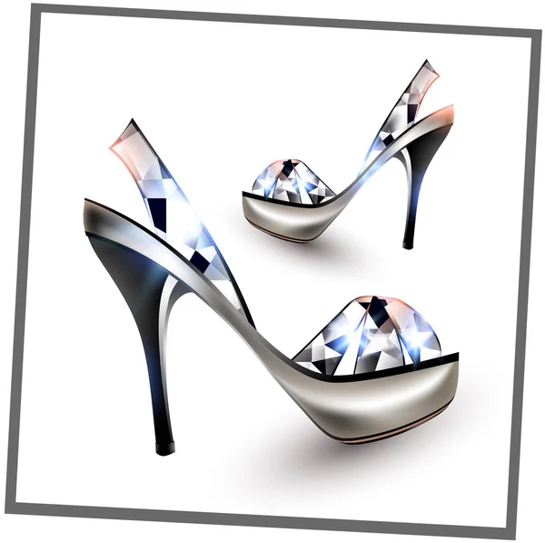 ダイヤモンド ハイヒール ファッション靴 — ストックベクタ