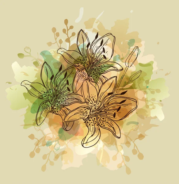 Bloemen achtergrond met bloemen — Stockvector