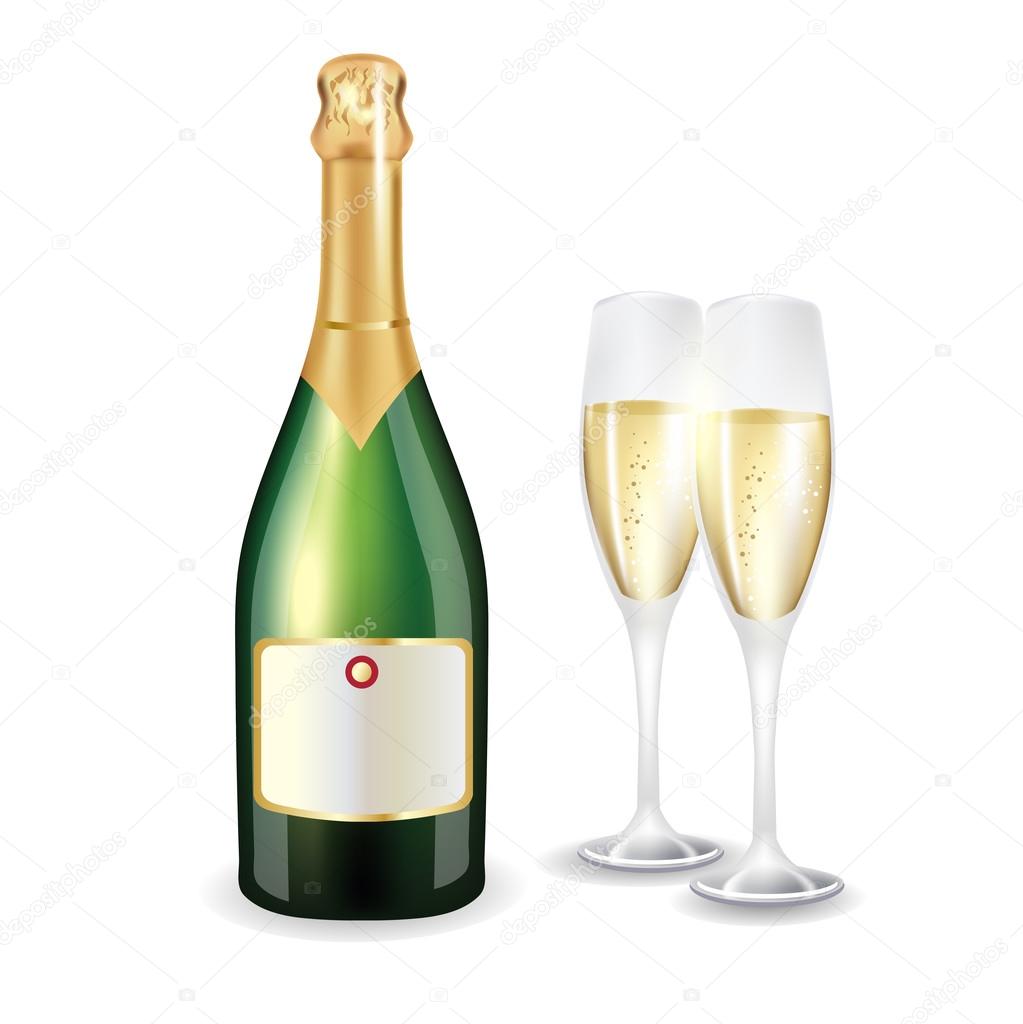 Champagne bottle and glasses