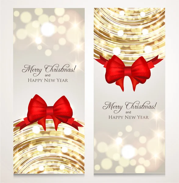 Christmas banner with red bow — Stock Vector