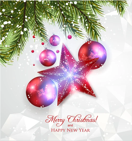 Decoración de Navidad con estrella roja de Navidad — Archivo Imágenes Vectoriales