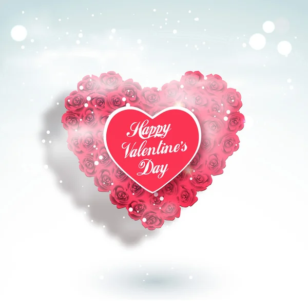 Valentine hart gemaakt van rozen — Stockvector