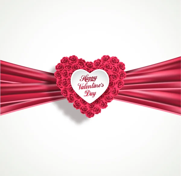 Valentine hart gemaakt van rozen — Stockvector