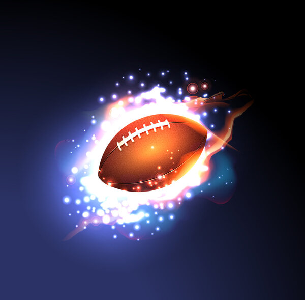 American Football Ball- Fire Background