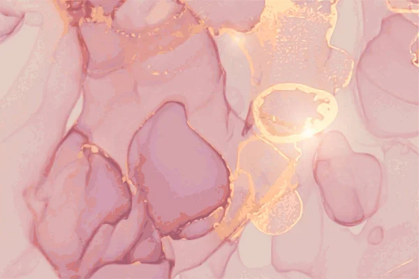 粉色、紫色和金黄色的大理石质感.酒精油墨技术 — 图库矢量图片