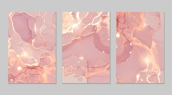 Luxe rose et or marbre fond abstrait ensemble — Image vectorielle