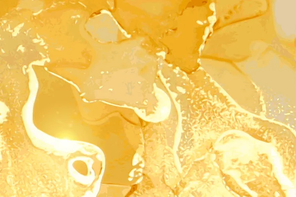 Textura de mármol piedra amarilla y dorada. Técnica de tinta de alcohol — Vector de stock