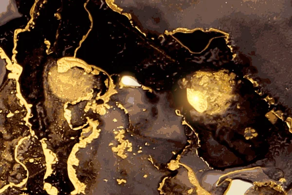 Black and gold marble pattern. Alcohol ink technique stone texture