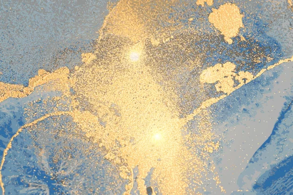 Hoja de oro y textura de mármol de piedra azul con luces brillantes — Archivo Imágenes Vectoriales