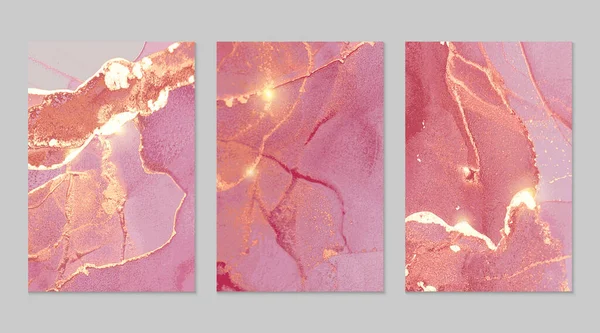 현수막, 분홍빛 과금 빛 대리석 무늬가 있는 포스터 디자인의 견본 — 스톡 벡터
