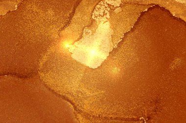 Işıltılı parlak turuncu ve altın mermer desenli