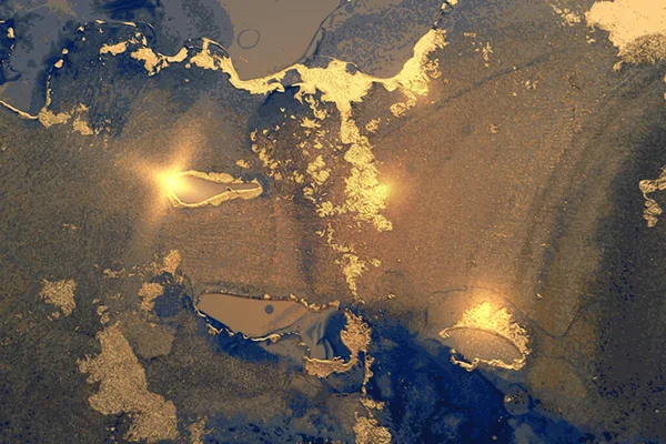 Gold und blau abstrakten Marmor Hintergrund mit Funkeln — Stockvektor