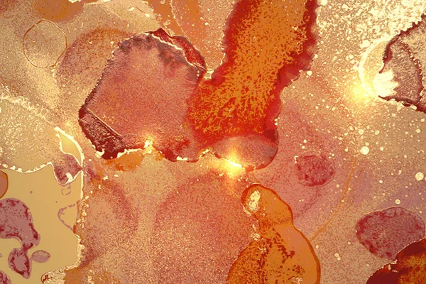 輝く琥珀と黄金の塵と赤大理石のパターン — ストックベクタ
