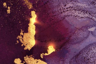 Mor ve altın soyut mermer doku arkaplanı