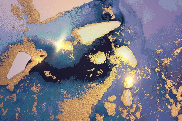 Mavi ve altın soyut mermer desen arkaplanı — Stok Vektör