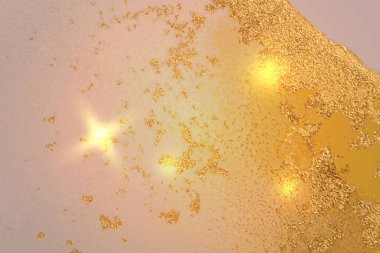 Soyut safran sarısı ve mermer desenli altın rengi alkol deseni.