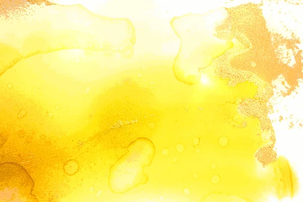 醋发亮，抽象柠檬黄色，金色大理石图案，闪烁着火花 — 图库矢量图片