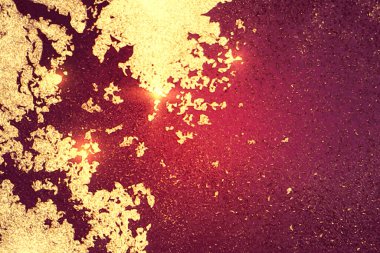 Vinatge parlak soyut koyu kestane rengi, kırmızı ve altın mermer desenli, parıltılı.