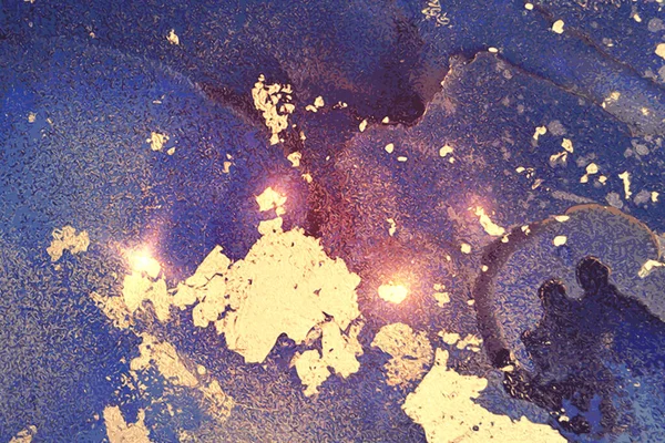 輝きのある紫、青、金の抽象的な大理石のパターン — ストックベクタ