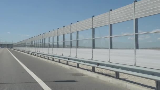 Highway. Protective screens on the road. — Stock Video