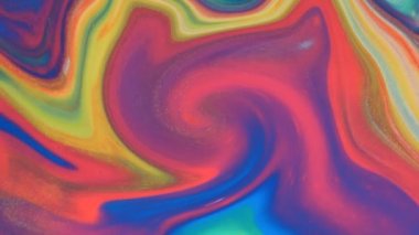 Akışkan sanat. Renkli girdap desenli mermer arka plan videosu. Soyut.