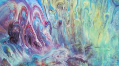 Mavi arka planda mavi-kırmızı çizgiler var. Pastel renkler. Mavi genişlik. Patlama dalgası daire şeklinde yayılır. Boyalar karıştırılıyor.