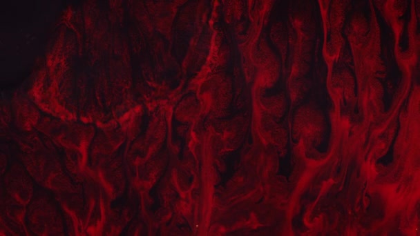 Germinación cristalina. Mancha roja abstracta sobre un fondo oscuro. Extensión de pintura de tinta de arte grunge abstracto Explotar fondo. — Vídeo de stock