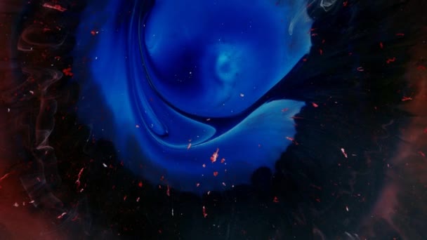 Abstracto Grunge Color tinta pintura propagación explosión estrechamiento espacio explosión fondo. Movimiento de fondo detallado con colores arcoíris azul, rojo, blanco. — Vídeo de stock