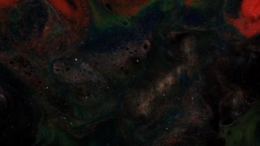 Yeşil, kırmızı, siyah hareketli arka plan. Akışkan sanat. Sıvı soyutlamalar. Derin mürekkep boşlukları. Soyut renkli arkaplan taşınıyor. Derin mürekkep boşlukları.