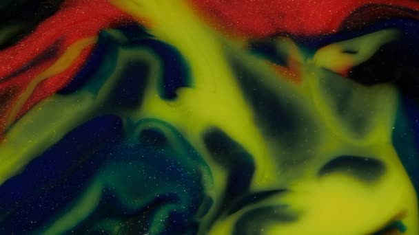 Green, red, blue, black moving background. Fluid art. Liquid abstractions. Deep ink blanks. Moving abstract colorful background. Deep ink blanks. — Stock Video