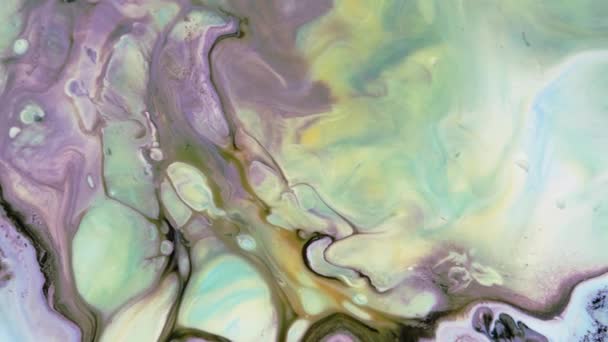 Cellular structure is purple in hue. Pastel colors of paint stains. Abstract light pastel streams flow along the plane on a blue background. Marble texture. Fluid art. Liquid abstractions. — Wideo stockowe